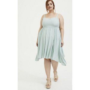 Torrid Mint Blue Challis Sharkbite Skater Dress Plus Size 4